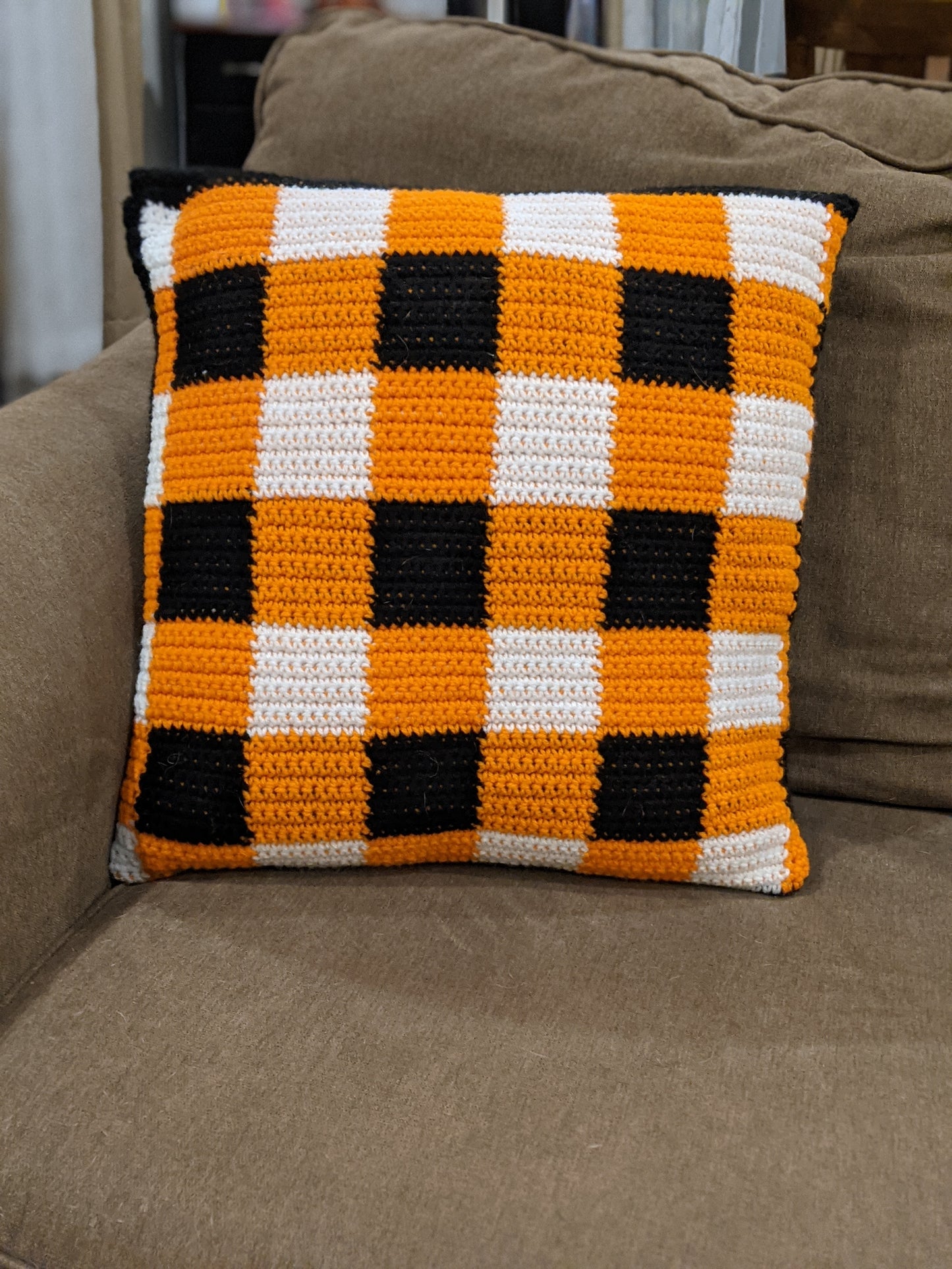 Orange Plaid Fall Pillow Cover